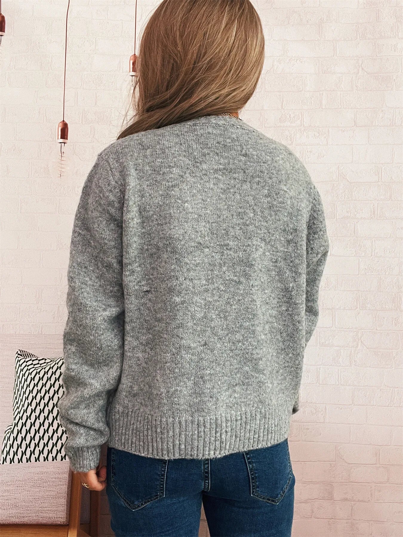Flower Button Up Ribbed Hem Cardigan