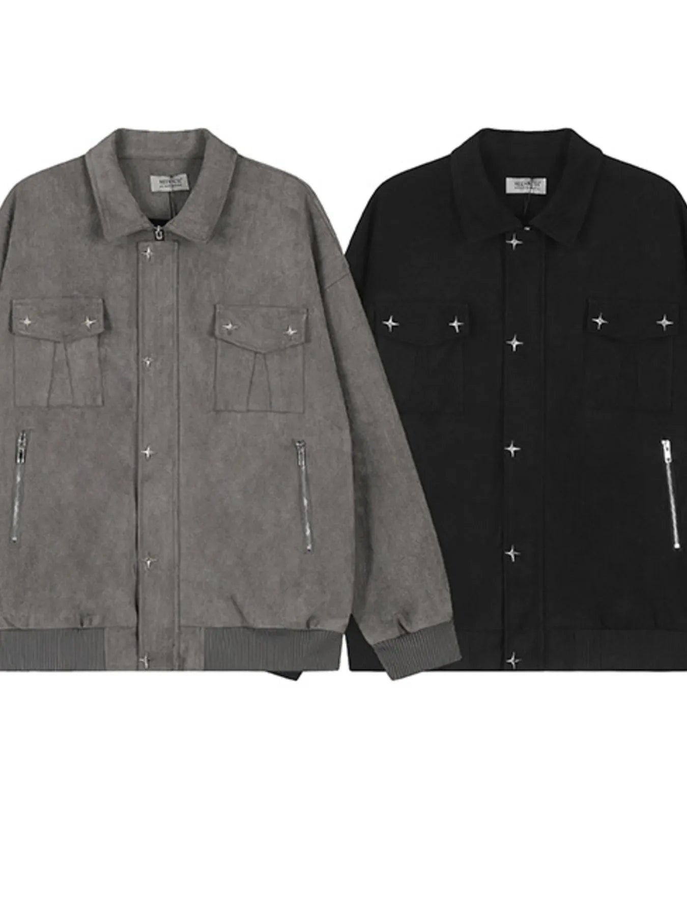 Men's Collared Neck Long Sleeve Jacket Trendsi