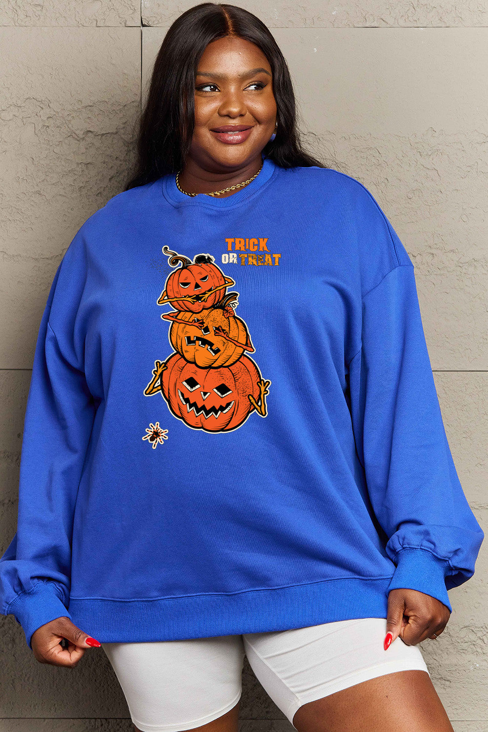Simply Love Full Size TRICK OR TREAT Graphic Sweatshirt NicholesGifts