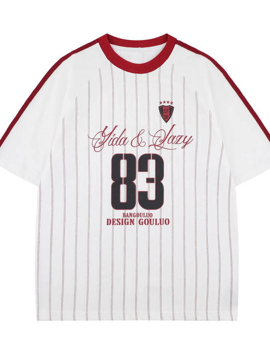 Men's Number 83 Striped Baseball T-Shirt NicholesGifts