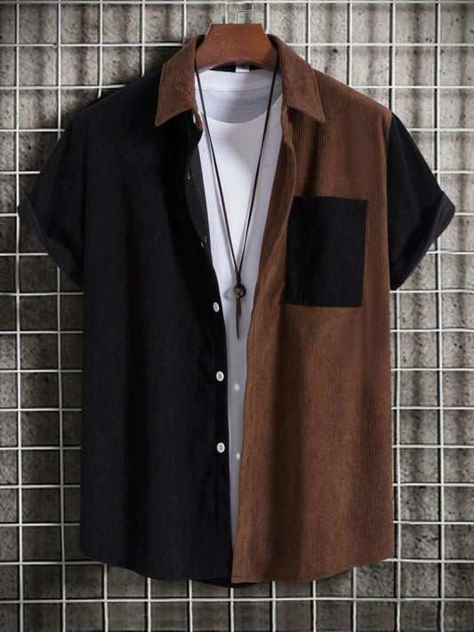 Men's Plus Size Classic Color Block Short Sleeve Shirt NicholesGifts