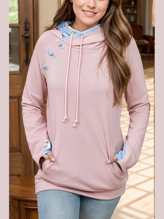Full Size Drawstring Long Sleeve Printed Hoodie Trendsi