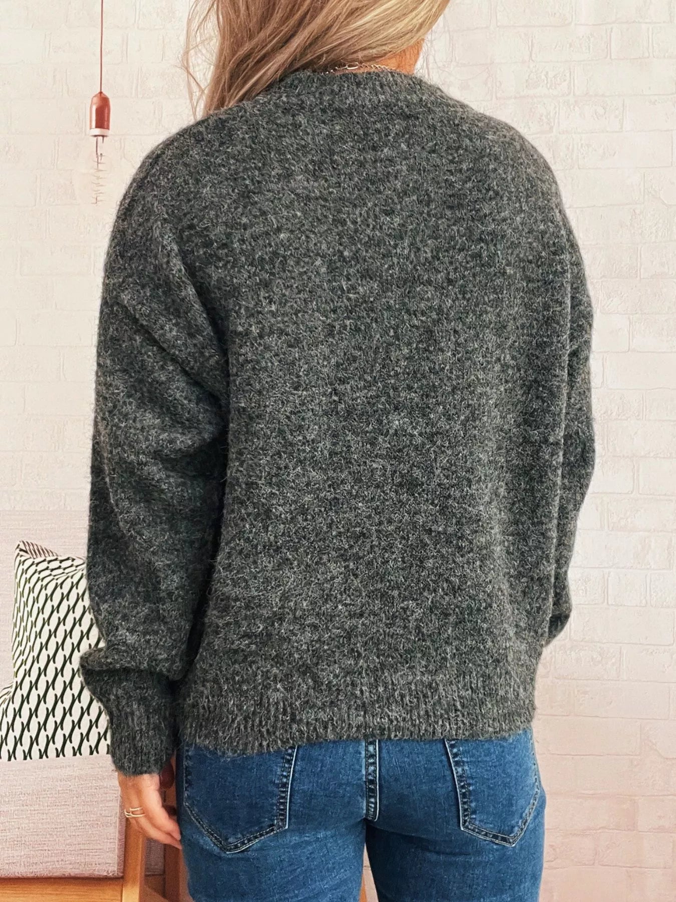 Contrast Cherry Round Neck Sweater