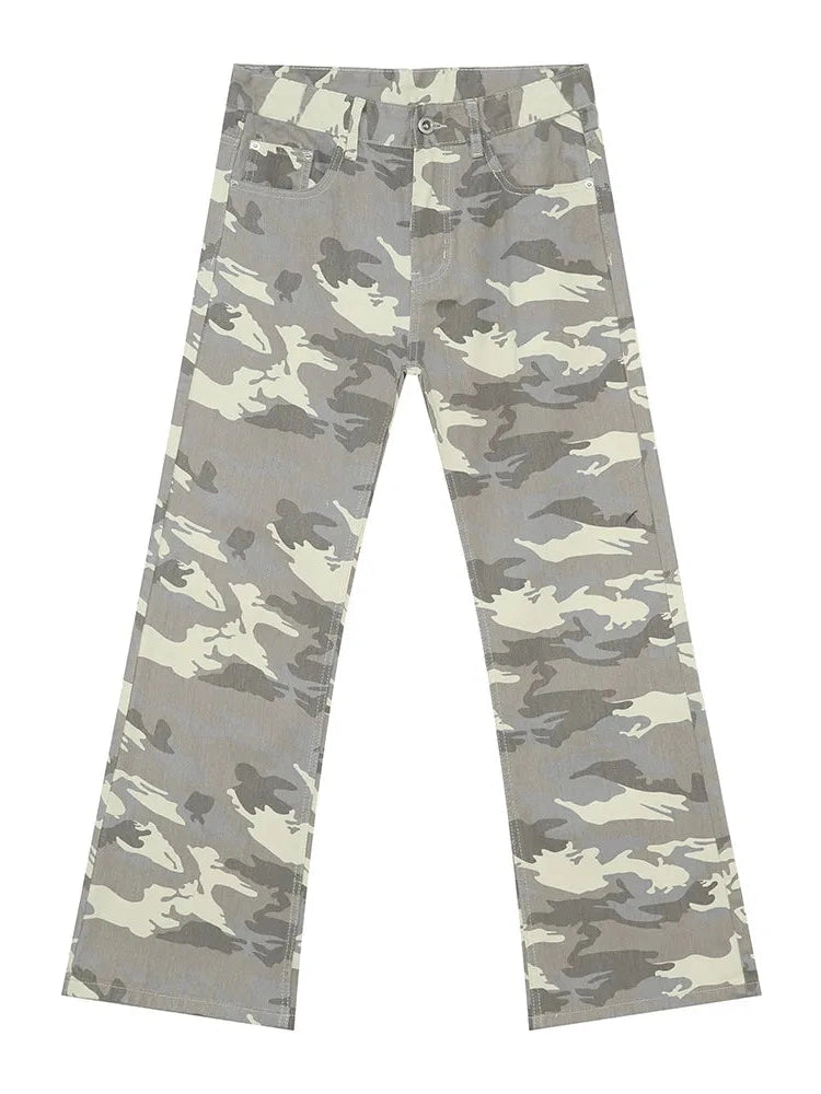 Camouflage Bootcut Jeans with Pockets Trendsi