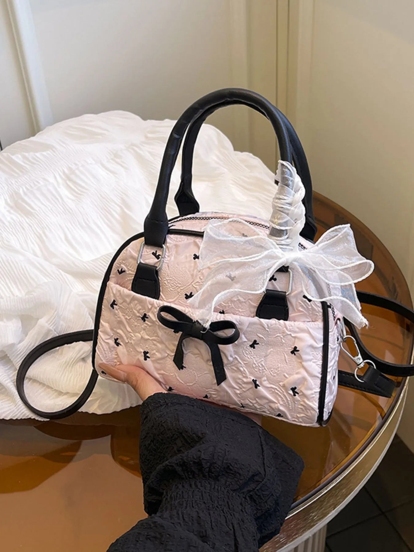 Ruched Bow Crossbody Bag Trendsi