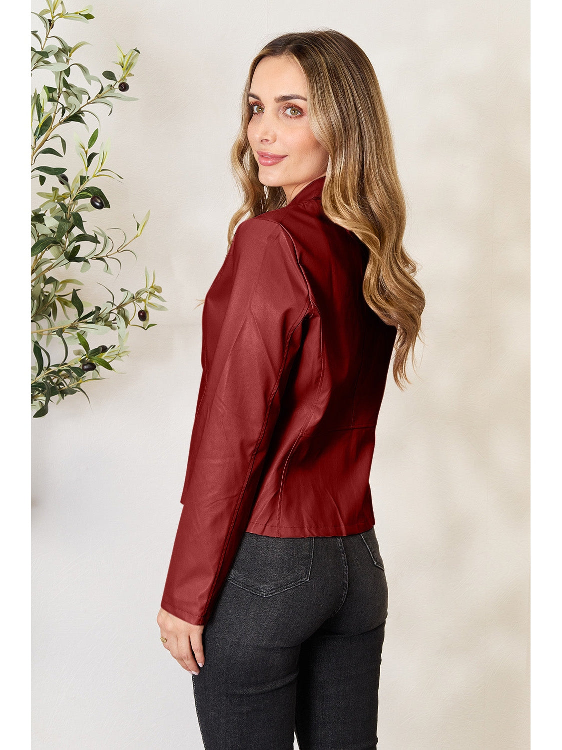 NicholesGifts Women Mock Neck Zip Up Jacket NicholesGifts