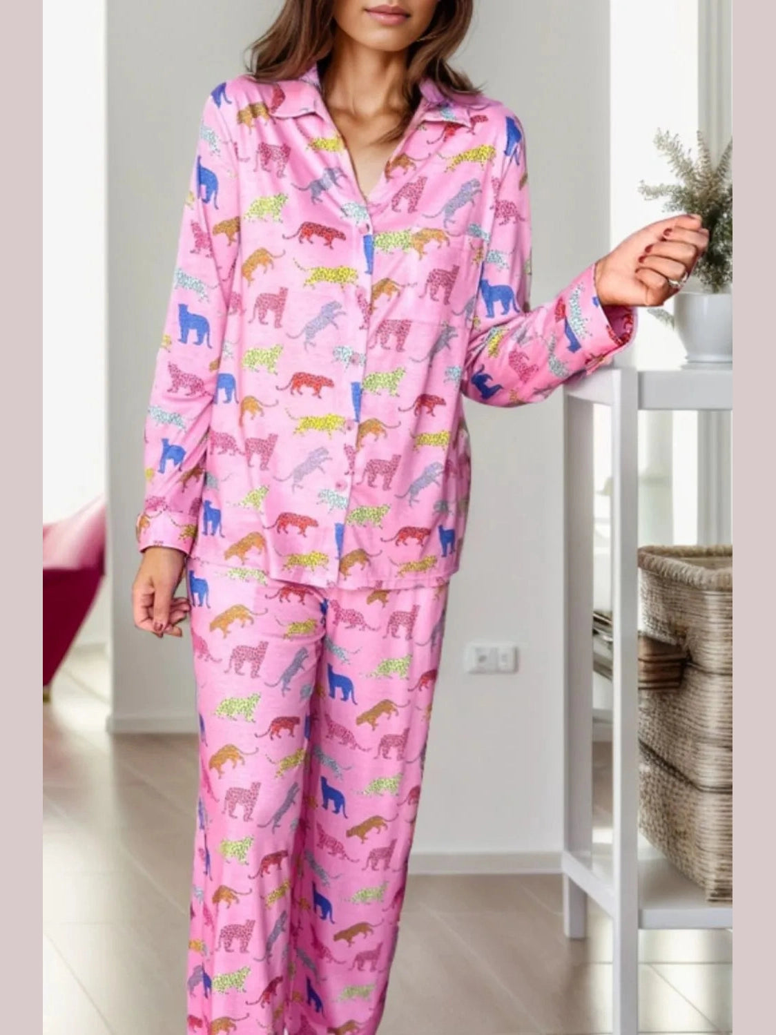 Pocketed Printed Top and Pants Lounge Set nicholesgifts