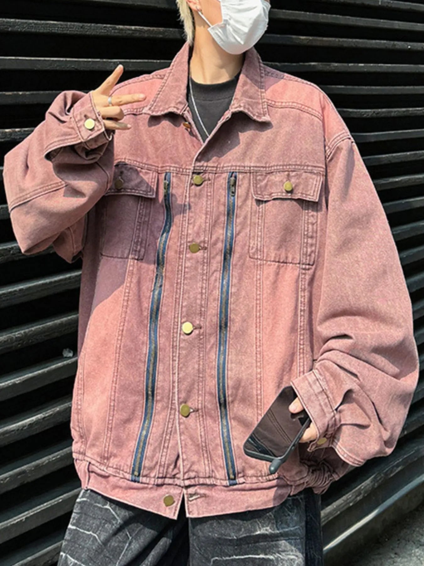 Men's Plus Size Button Up Long Sleeve Denim Jacket Trendsi