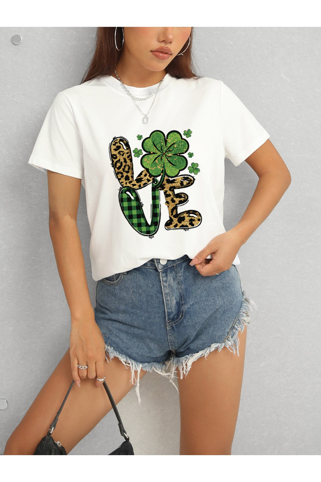 Women LOVE Round Neck Short Sleeve T-Shirt NicholesGifts