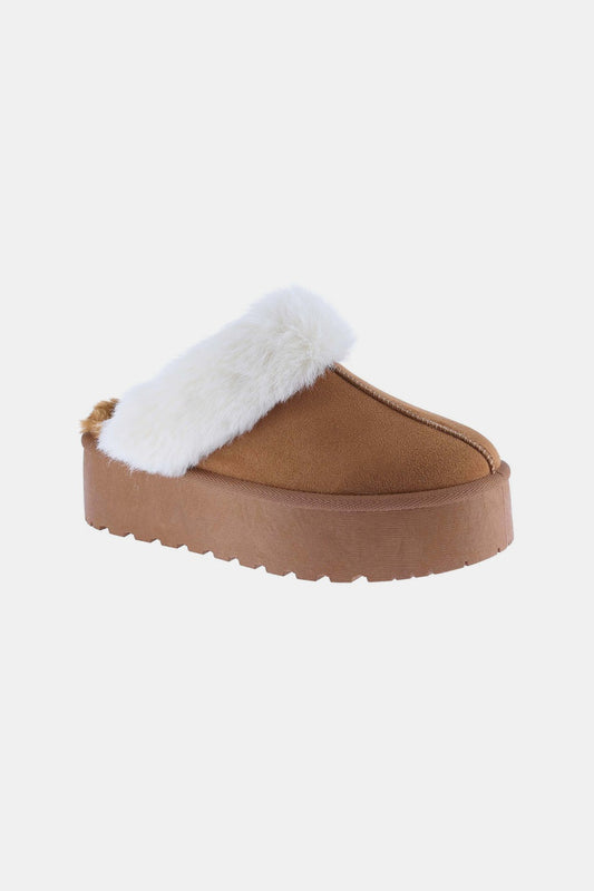Women Weeboo Thick Bottom Fur Trim Snow Slippers