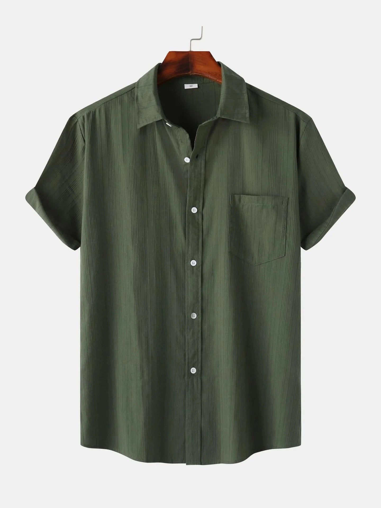 Men's Short Sleeve Button Down Shirt with Chest Pocket Trendsi