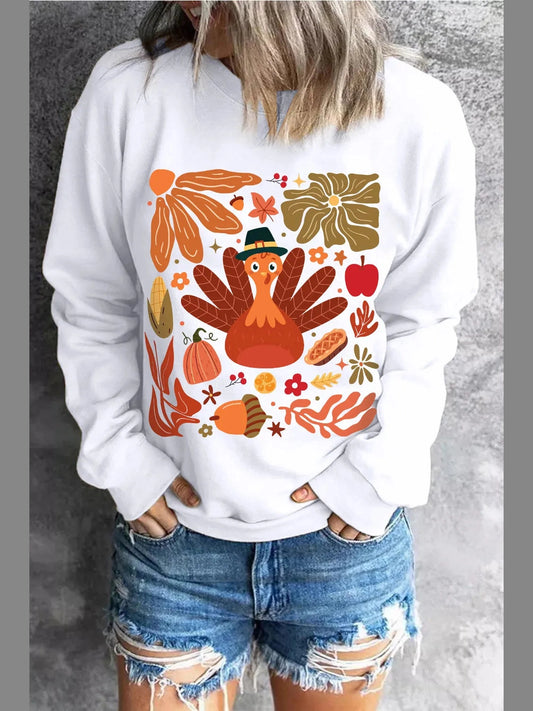 Graphic Round Neck Long Sleeve Sweatshirt Trendsi