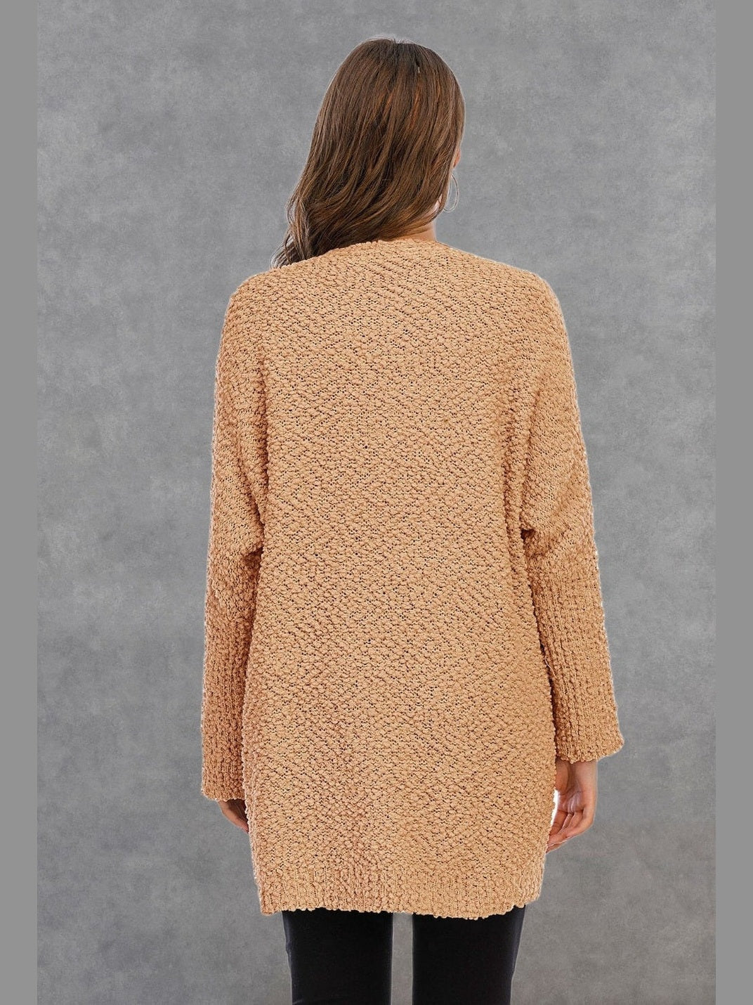 NicholesGifts Women Pocketed Open Front Long Sleeve Cardigan NicholesGifts