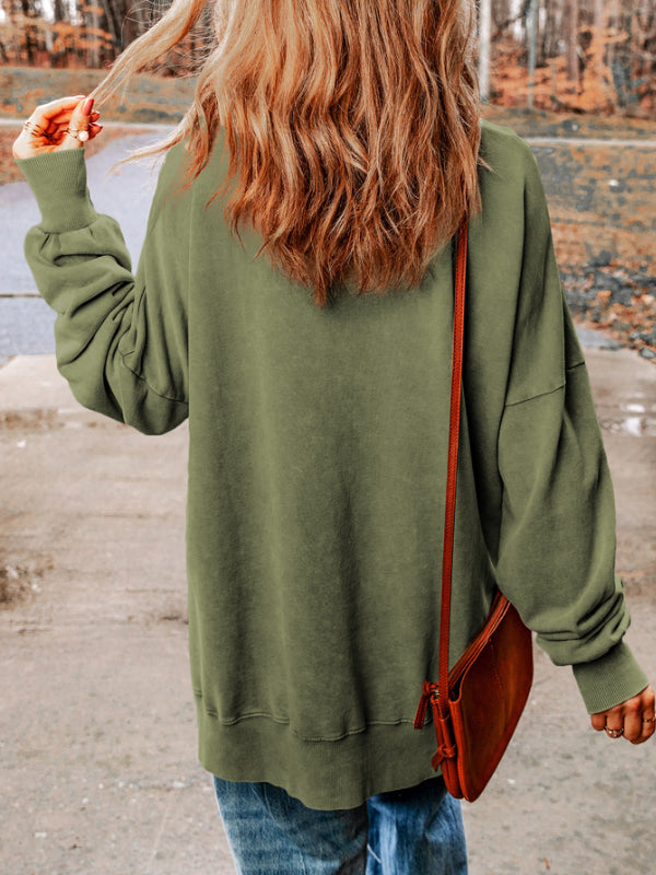 MERRY Side Slit Long Sleeve Sweatshirt NicholesGifts