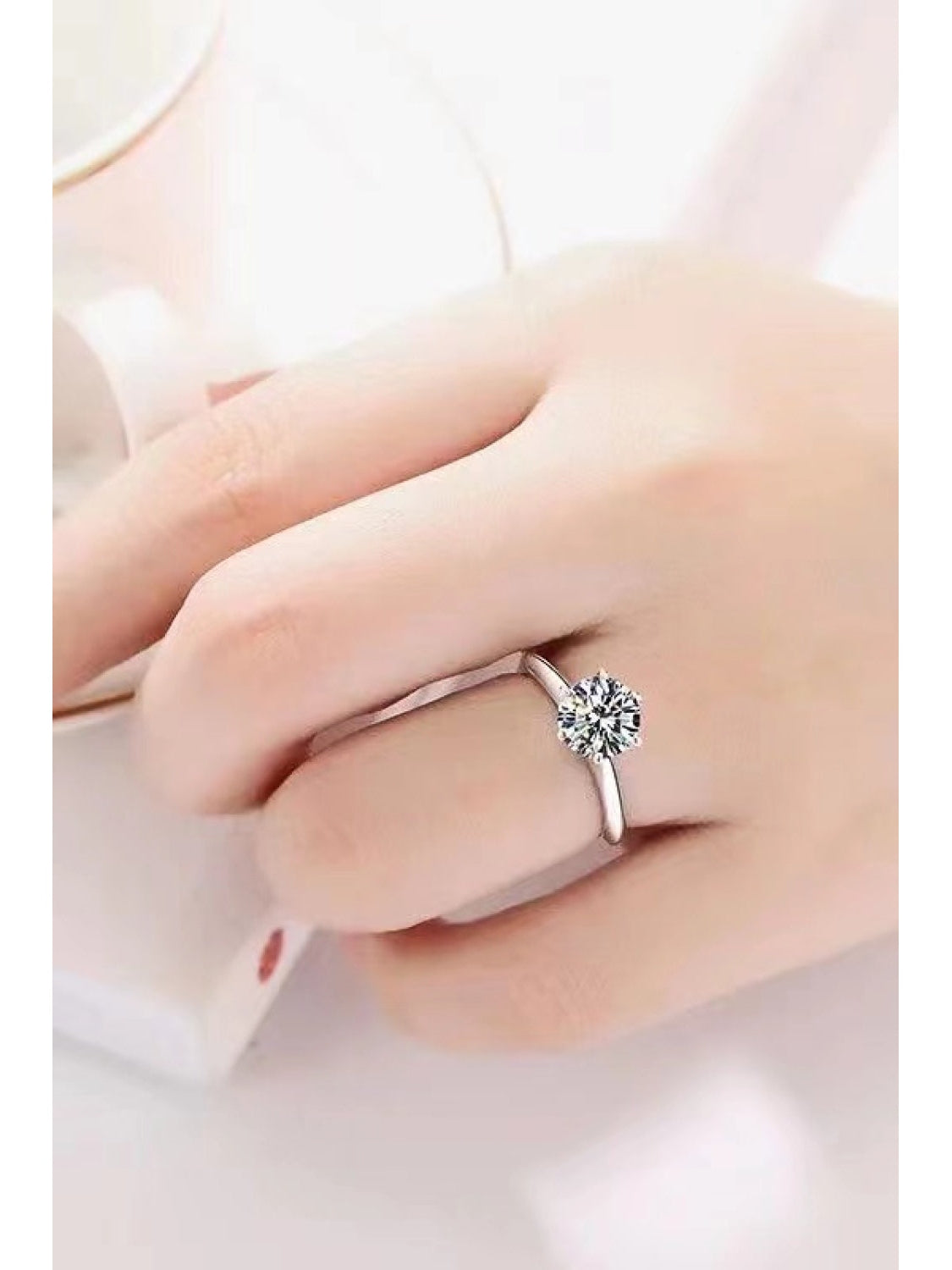 Adored 925 Sterling Silver 3 Carat Moissanite 6-Prong Ring