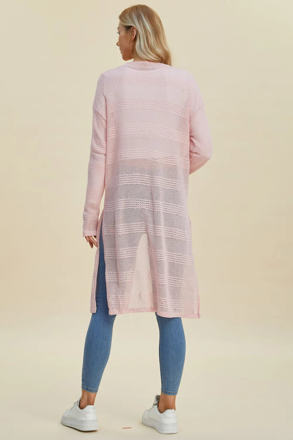 Double Take Full Size Open Front Longline Cardigan NicholesGifts