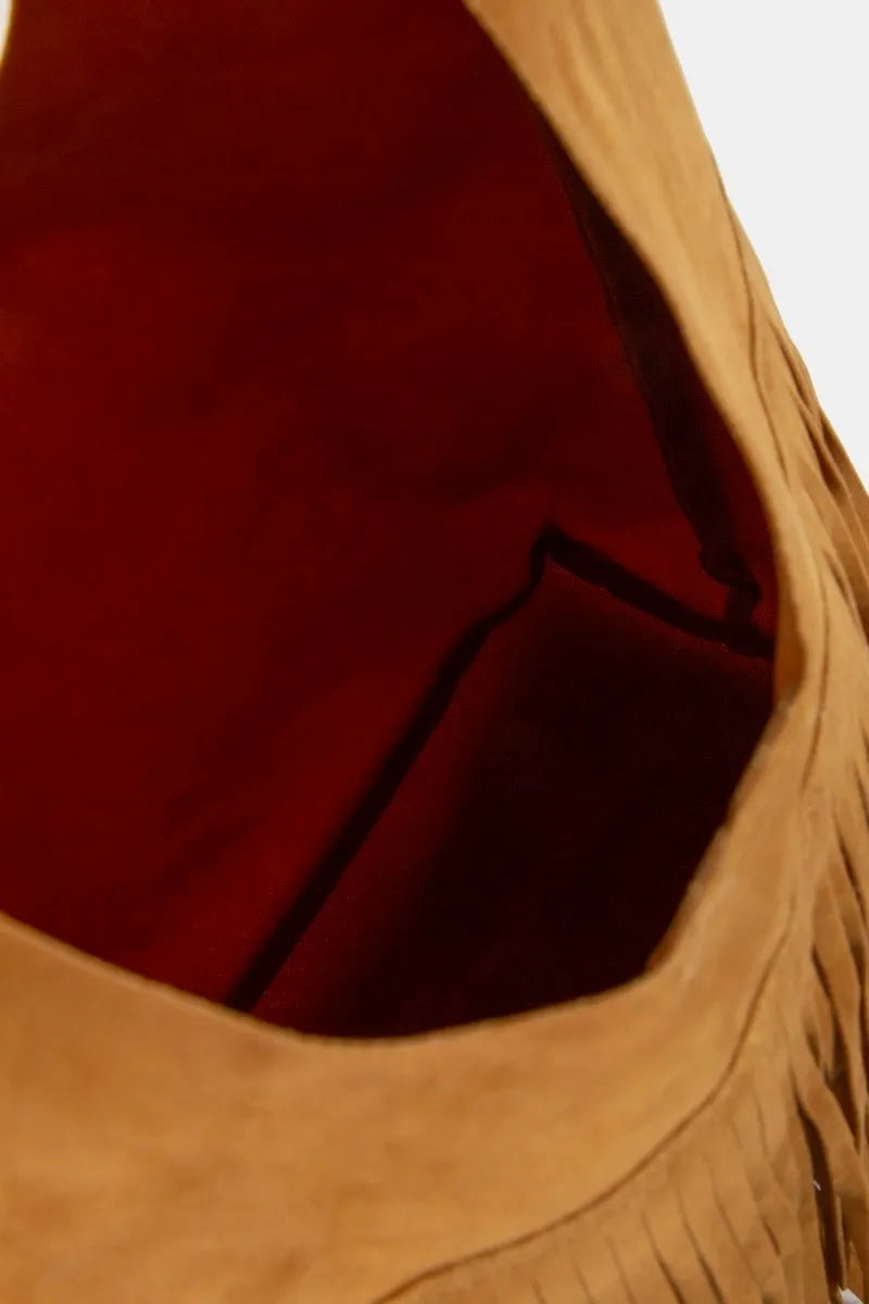 Fame Layered Fringe Detail Suede Hobo Bag Trendsi