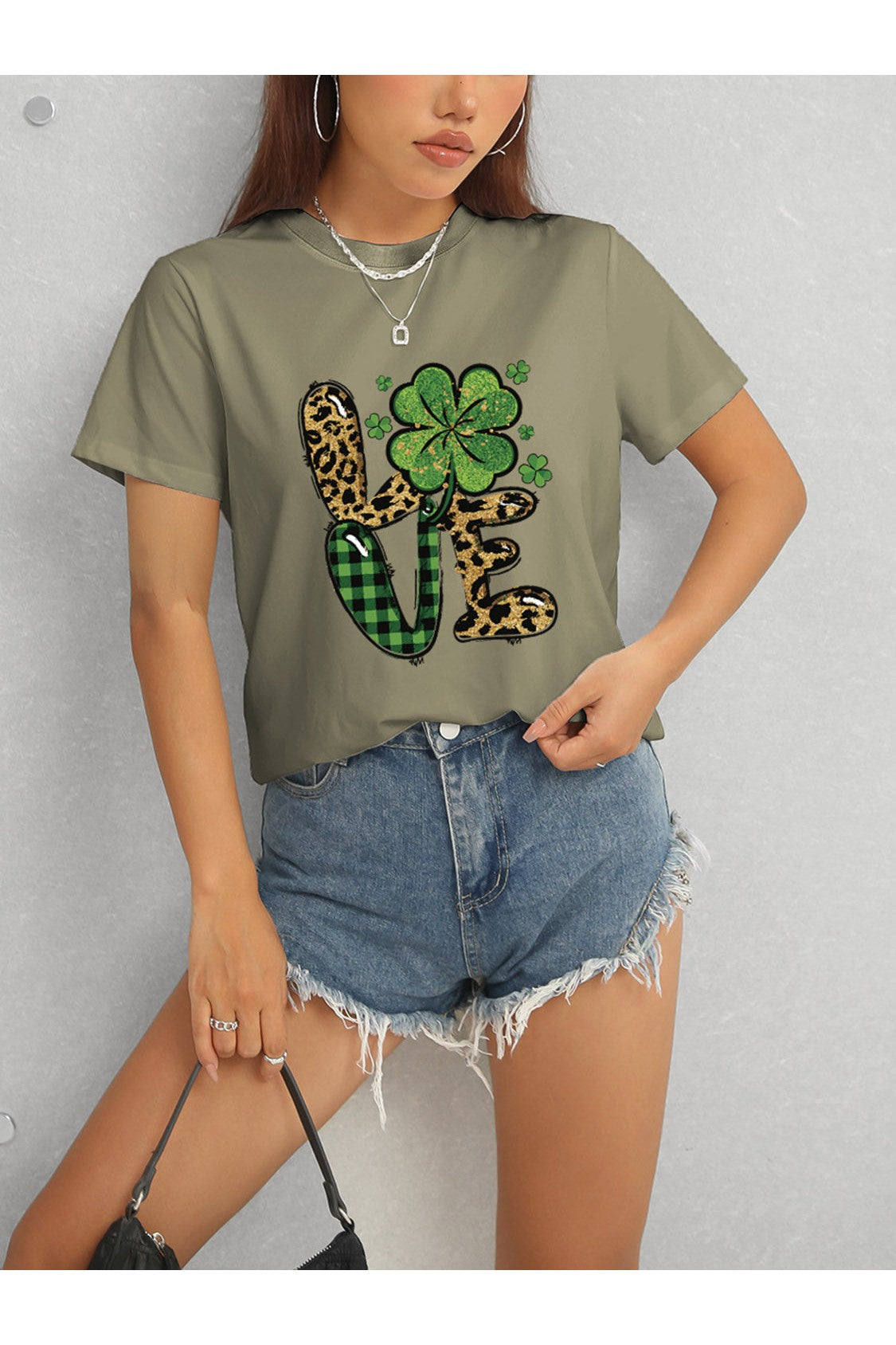 Women LOVE Round Neck Short Sleeve T-Shirt NicholesGifts