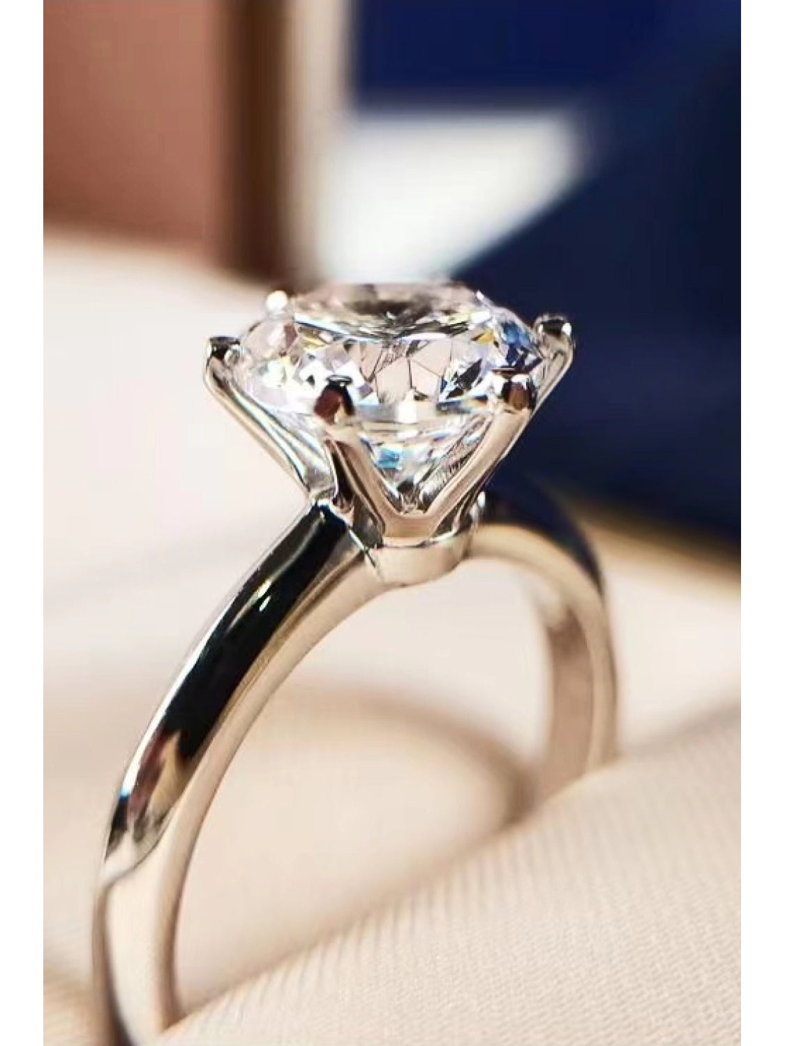 Adored 925 Sterling Silver 3 Carat Moissanite 6-Prong Ring