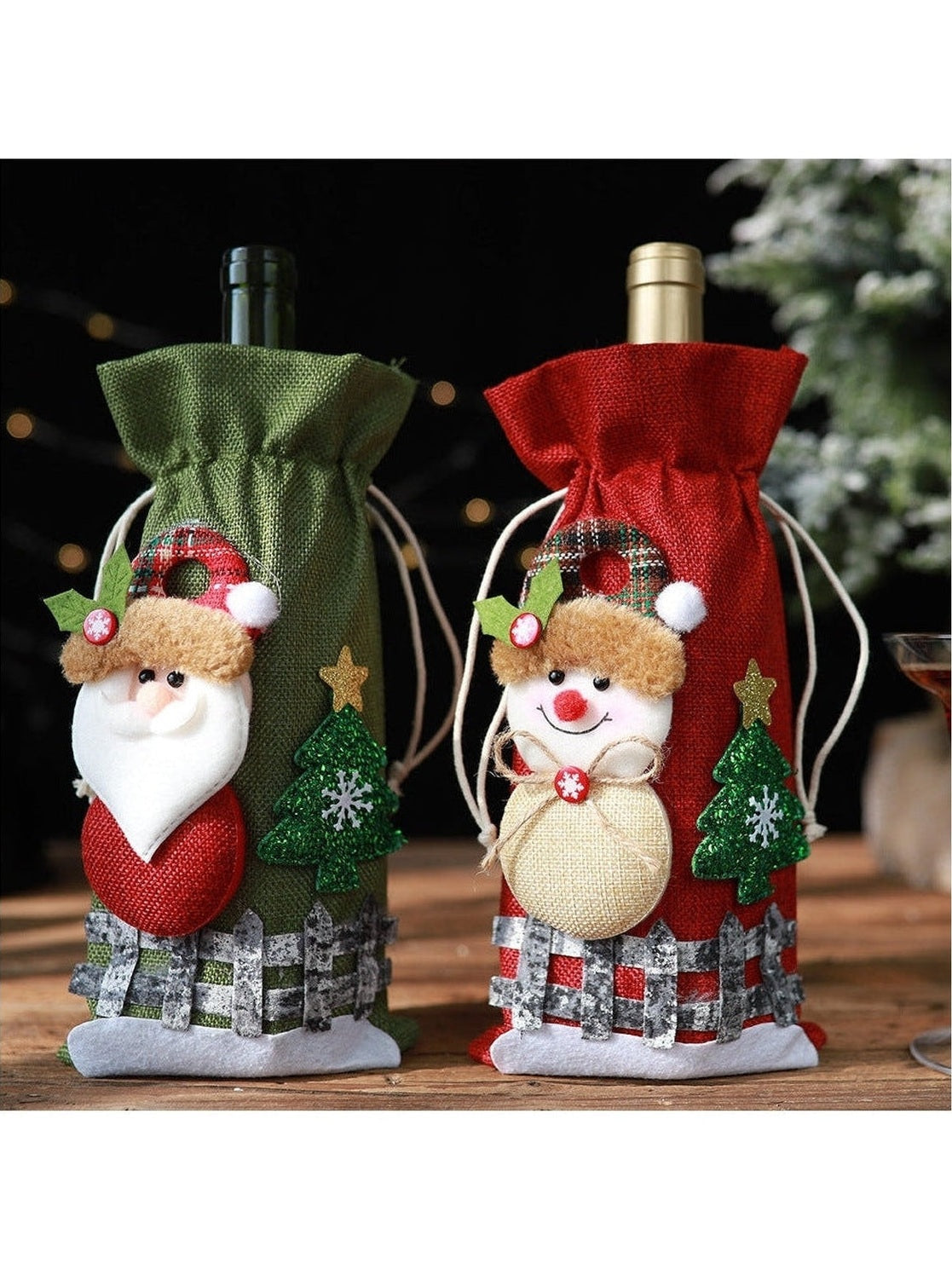 Assorted 2-Piece Christmas Doll Wine Bottle Covers