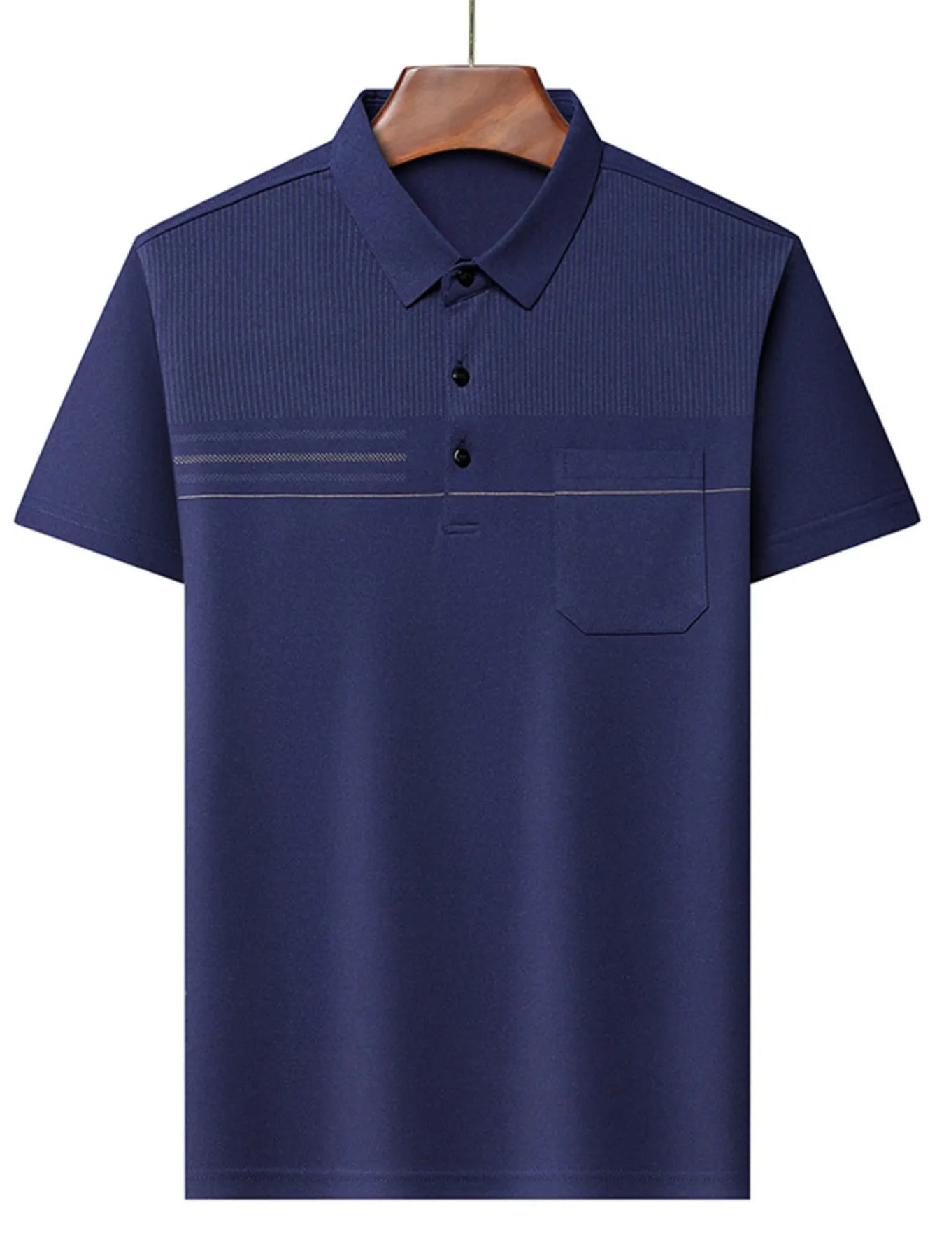 Men's Plus Size Classic Textured Stripe Casual Polo Shirt