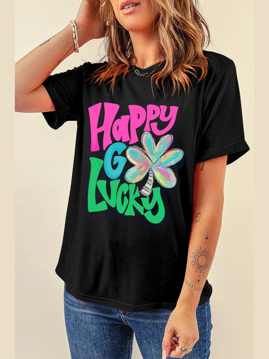 Women Letter Graphic Round Neck T-Shirt