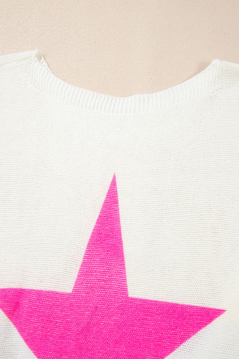 Star Contrast Round Neck Long Sleeve Knit Top NicholesGifts