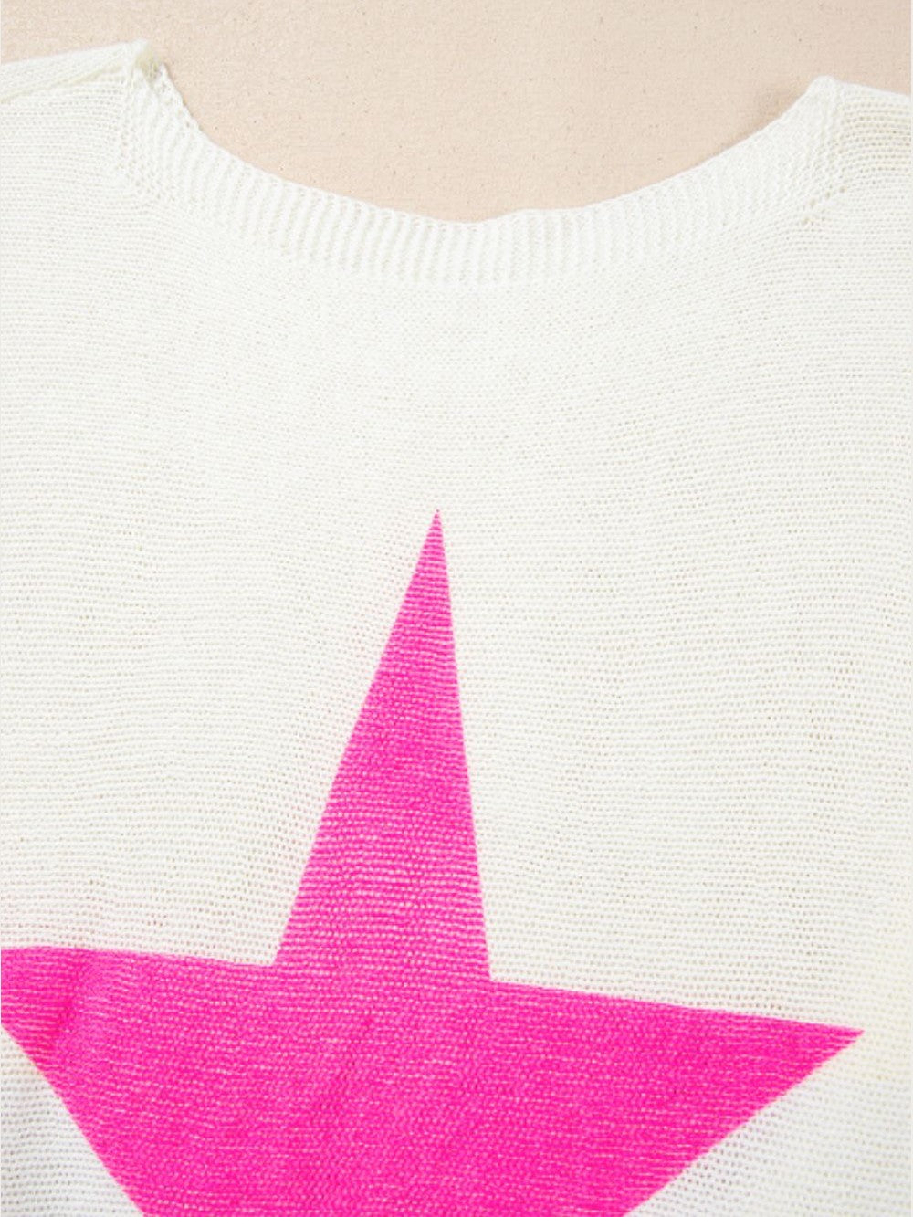 Star Contrast Round Neck Long Sleeve Knit Top NicholesGifts