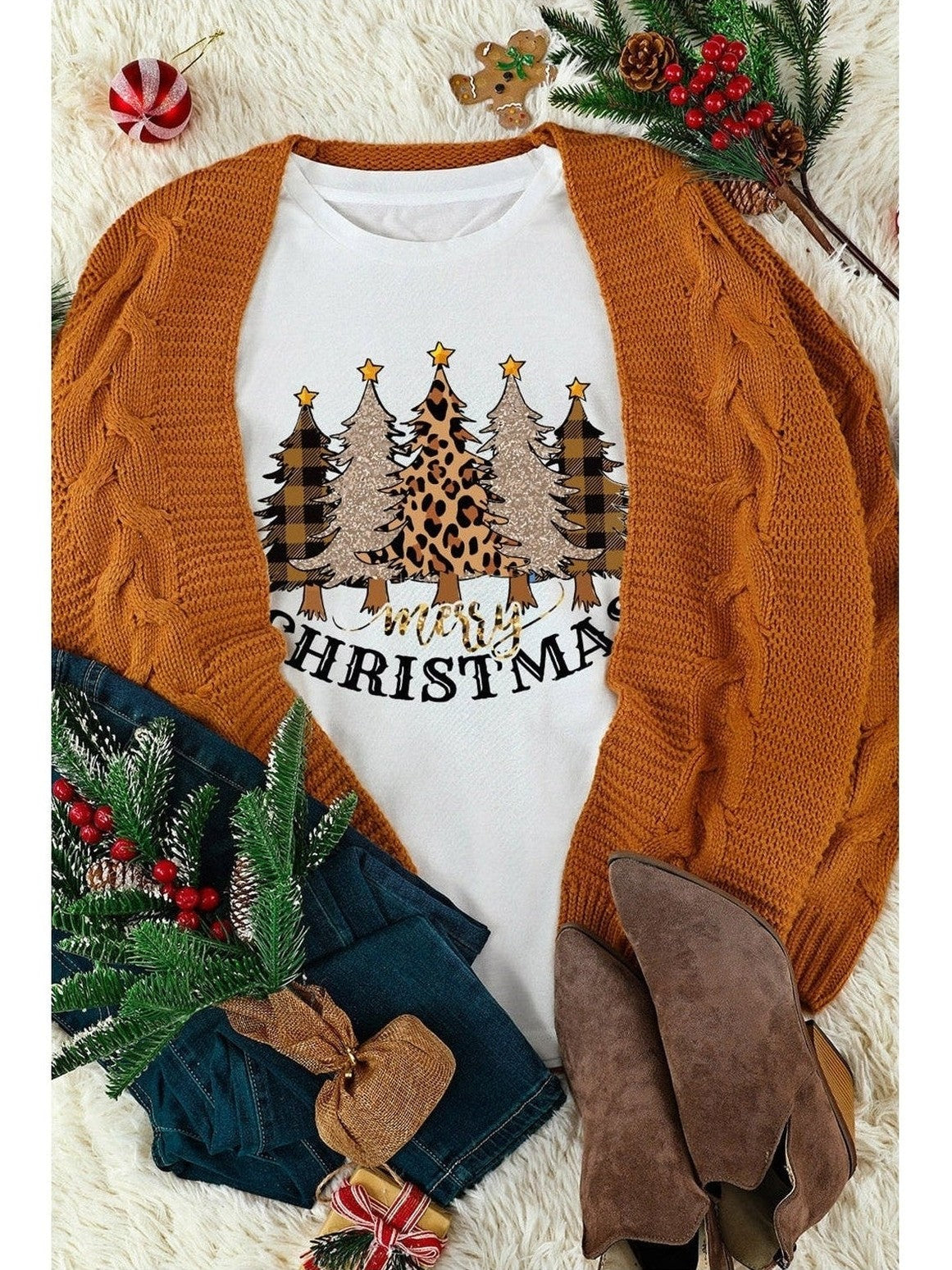 Women Merry Christmas Graphic T-Shirt NicholesGifts