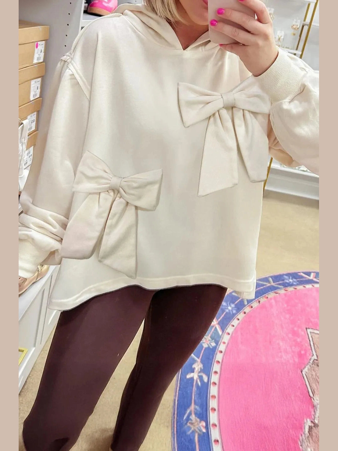 Bow Detail Dropped Shoulder Oversized Hoodie