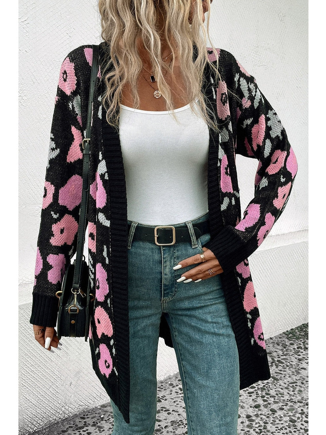 Women Open Front Longline Cardigan nicholesgifts