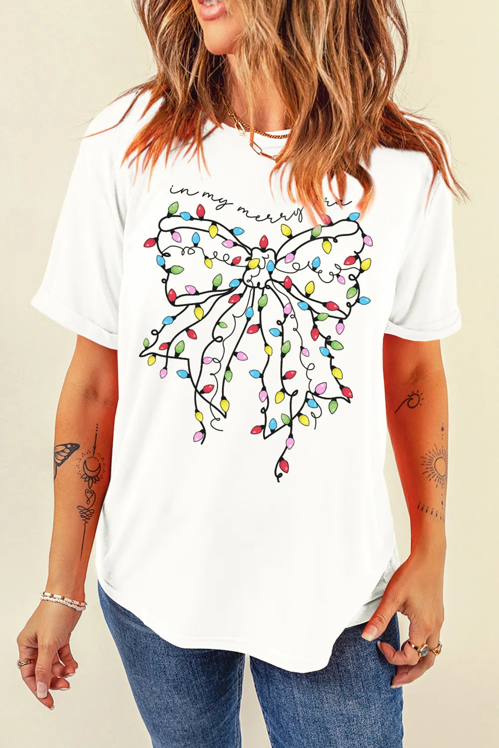 Full Size Bow Round Neck Short Sleeve T-Shirt NicholesGifts