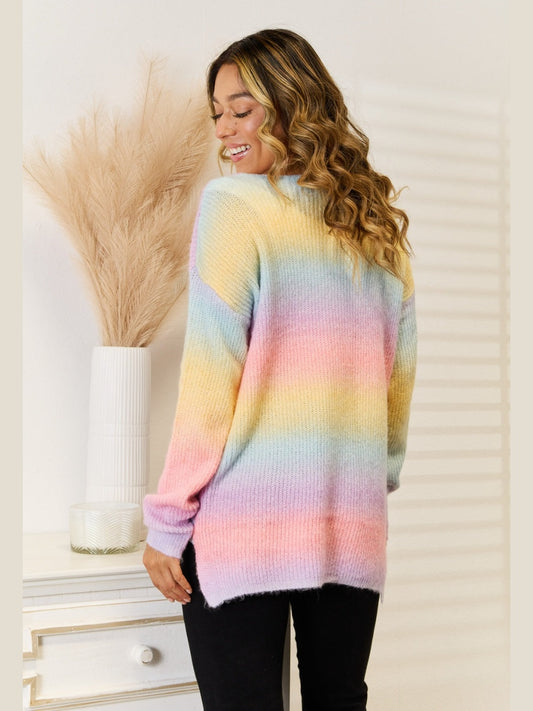 Angel Wings Gradient V-Neck Sweater nicholesgifts