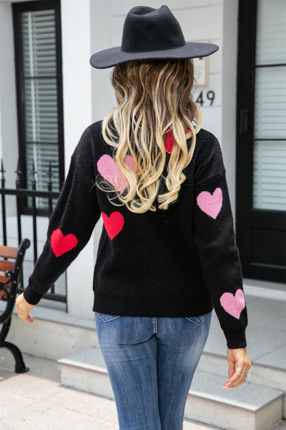 NicholesGifts Women Angel Wings Heart Round Neck Drop Shoulder Sweater NicholesGifts