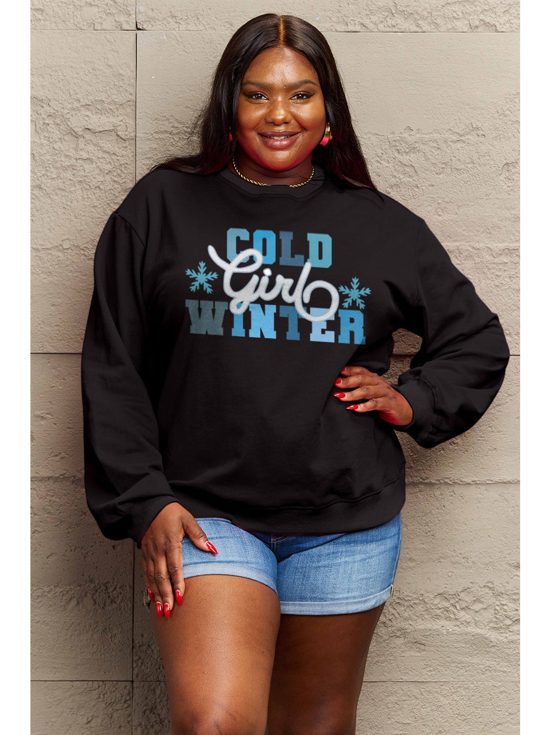 Simply Love Full Size COLD WINTER Graphic Long Sleeve Sweatshirt NicholesGifts