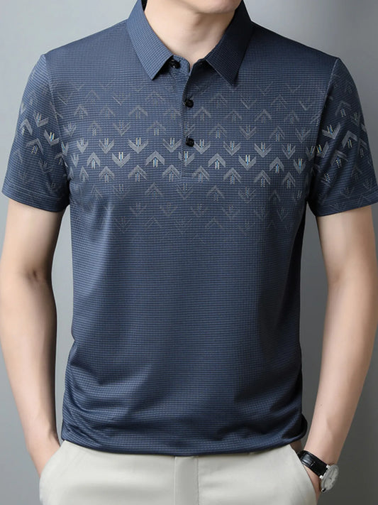 Men's Plus Size Gradient Pattern Business Casual Polo Shirt NicholesGifts