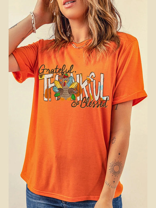Graphic Round Neck Short Sleeve T-Shirt