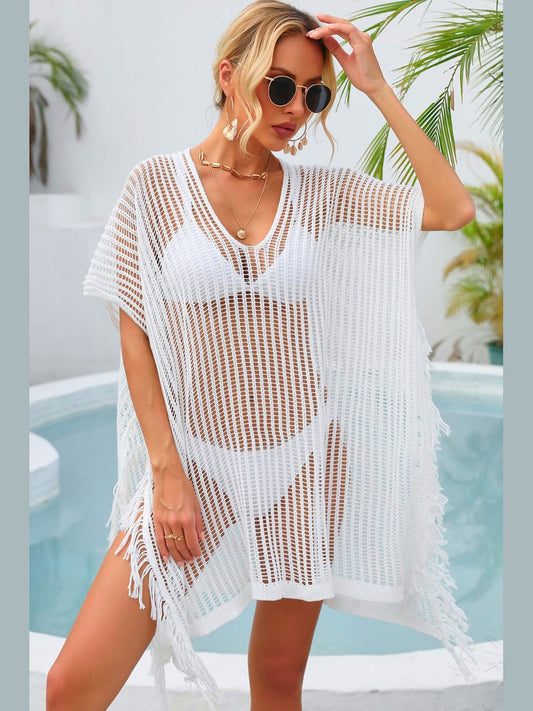 Fringe Trim Openwork Cover Up