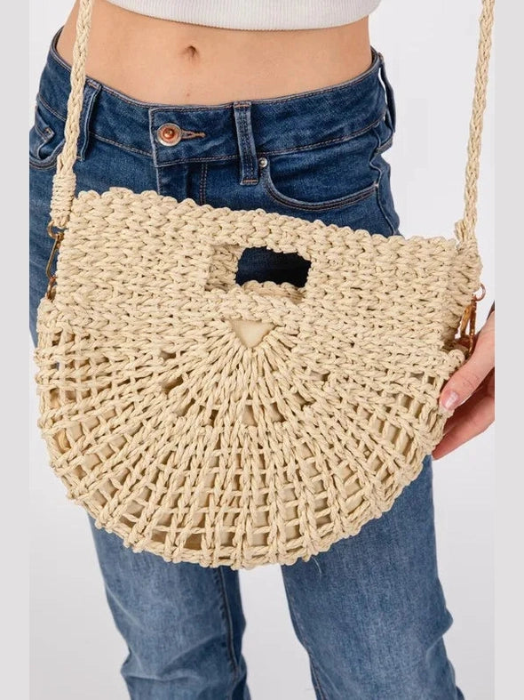 Fame Braided Semi Circle Tote Bag