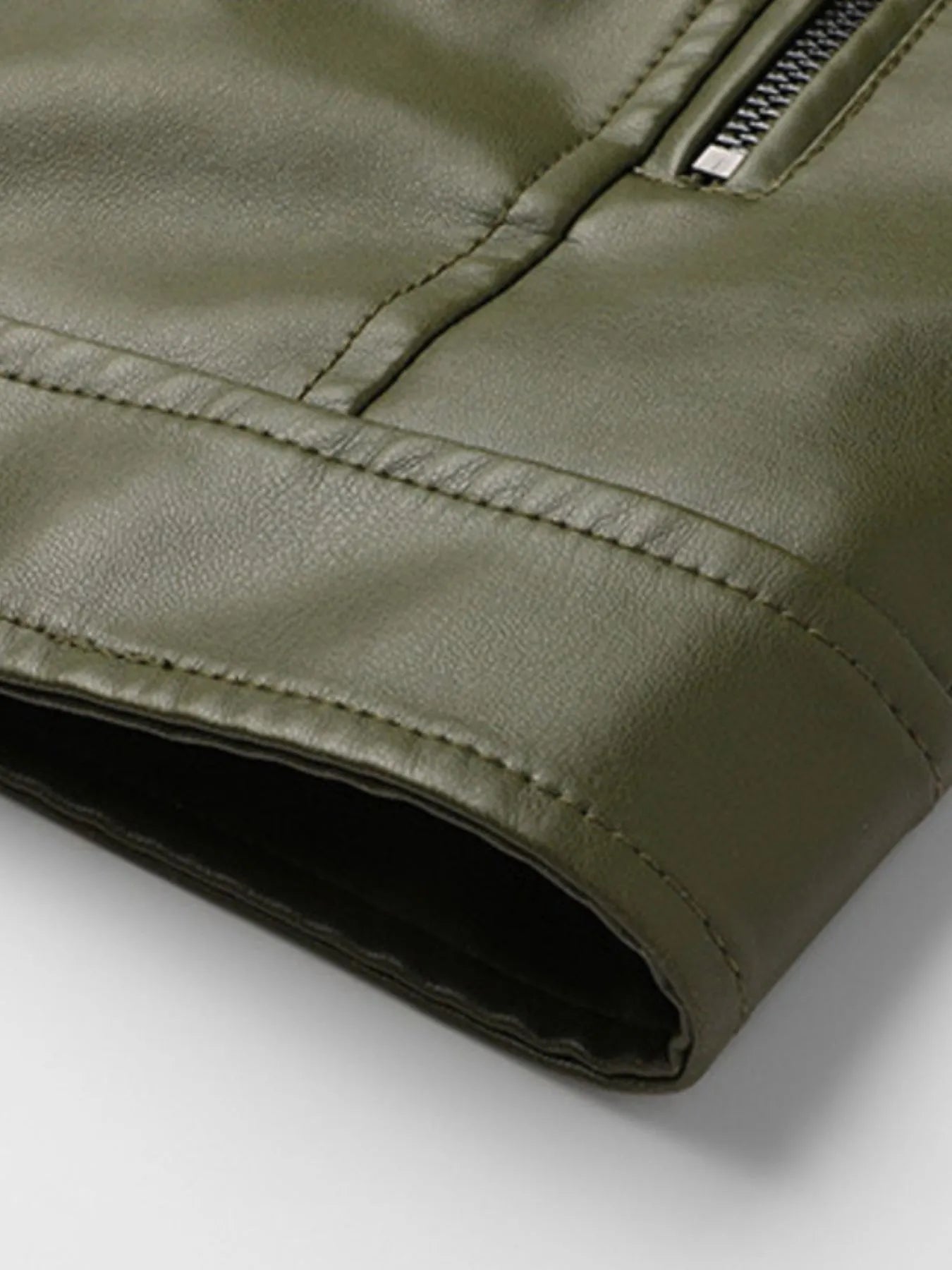 Men's Full Size Leather Zip Up Jacket Plus Size Trendsi