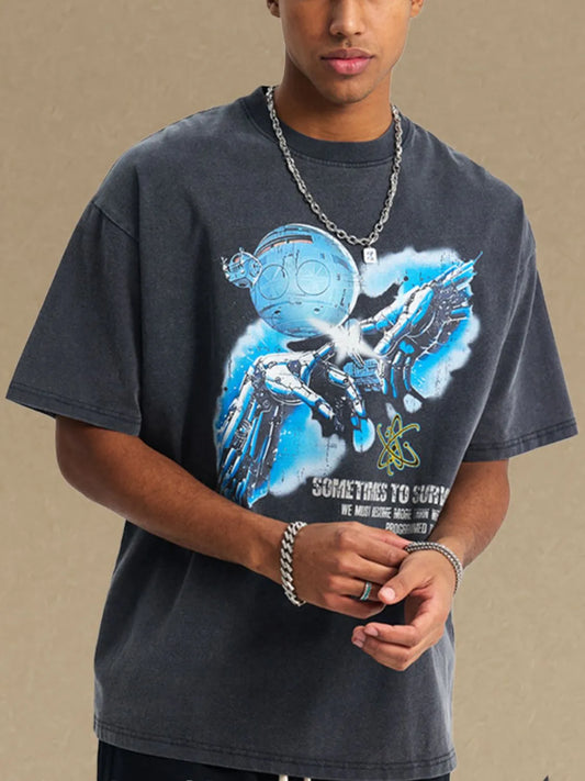 Men's Graphic Round Neck Half Sleeve T-Shirt Trendsi