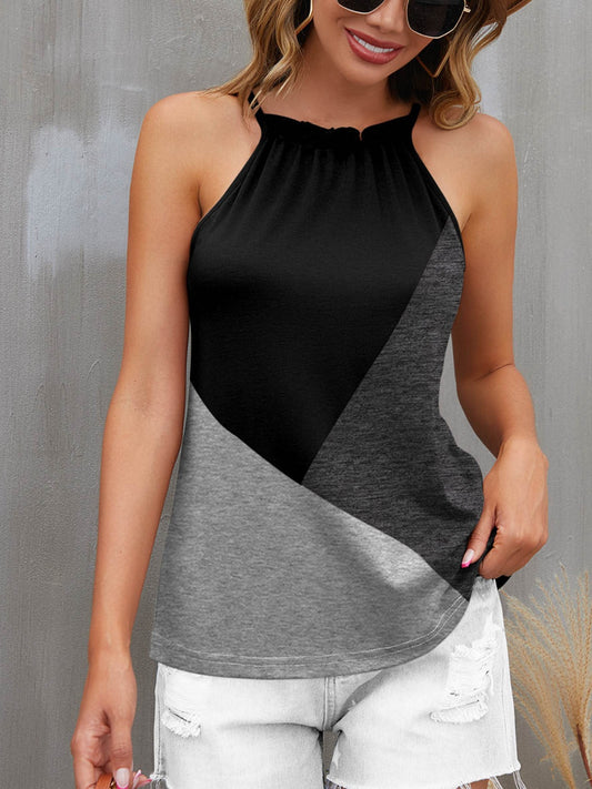 NicholesGifts Women Color Block Grecian Neck Cami