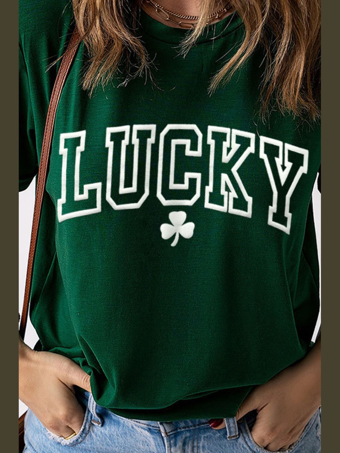 LUCKY Round Neck Short Sleeve T-Shirt nicholesgifts