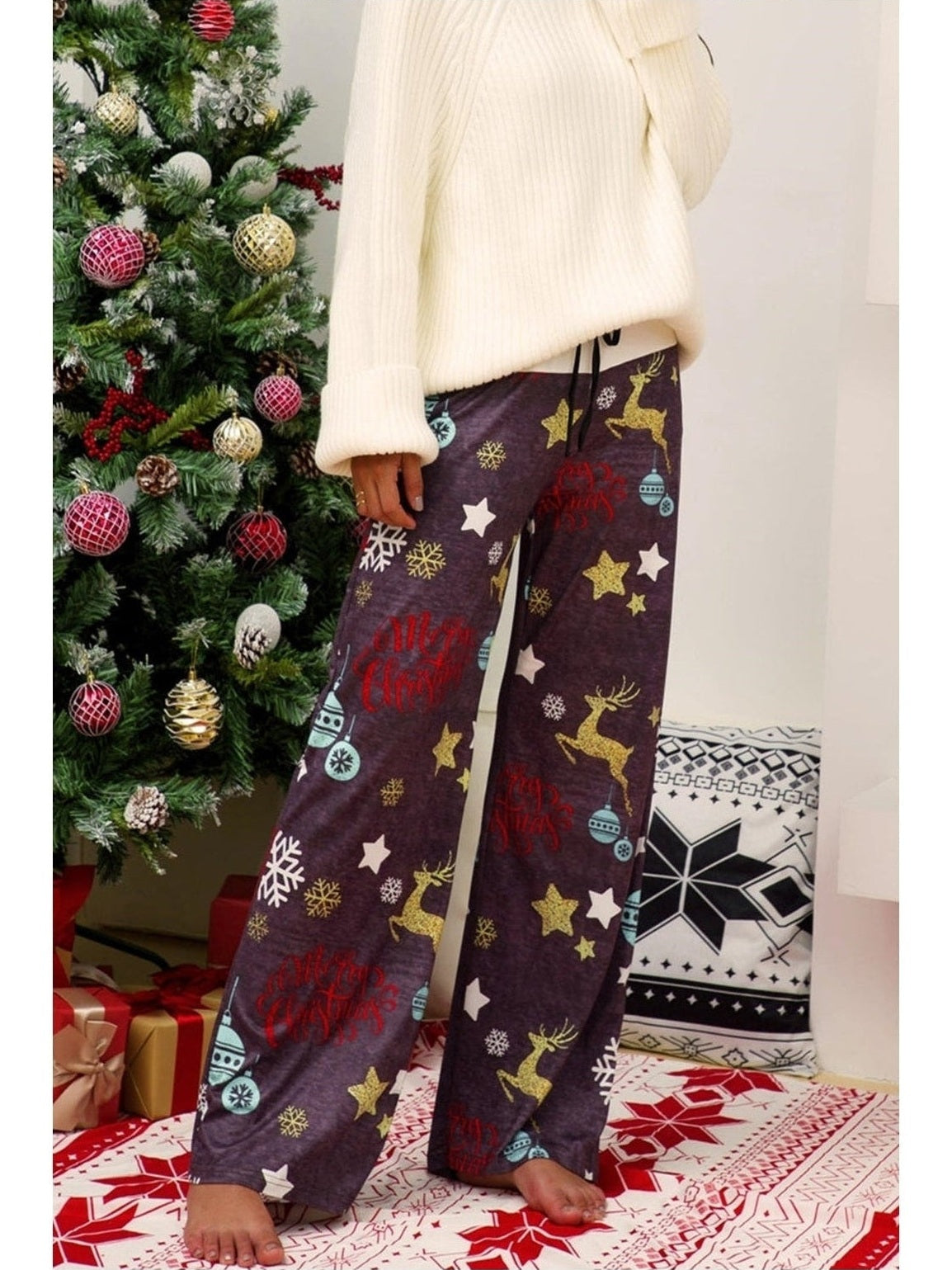 Women Christmas Straight Leg Pants NicholesGifts