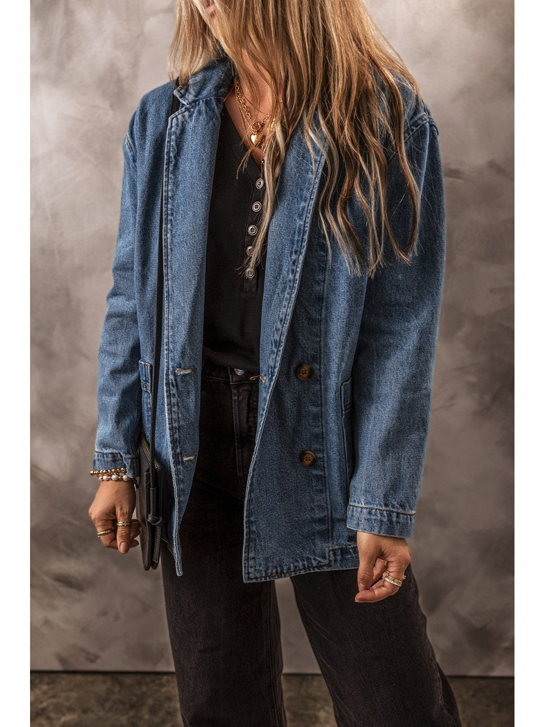 Pocketed Long Sleeve Denim Jacket NicholesGifts