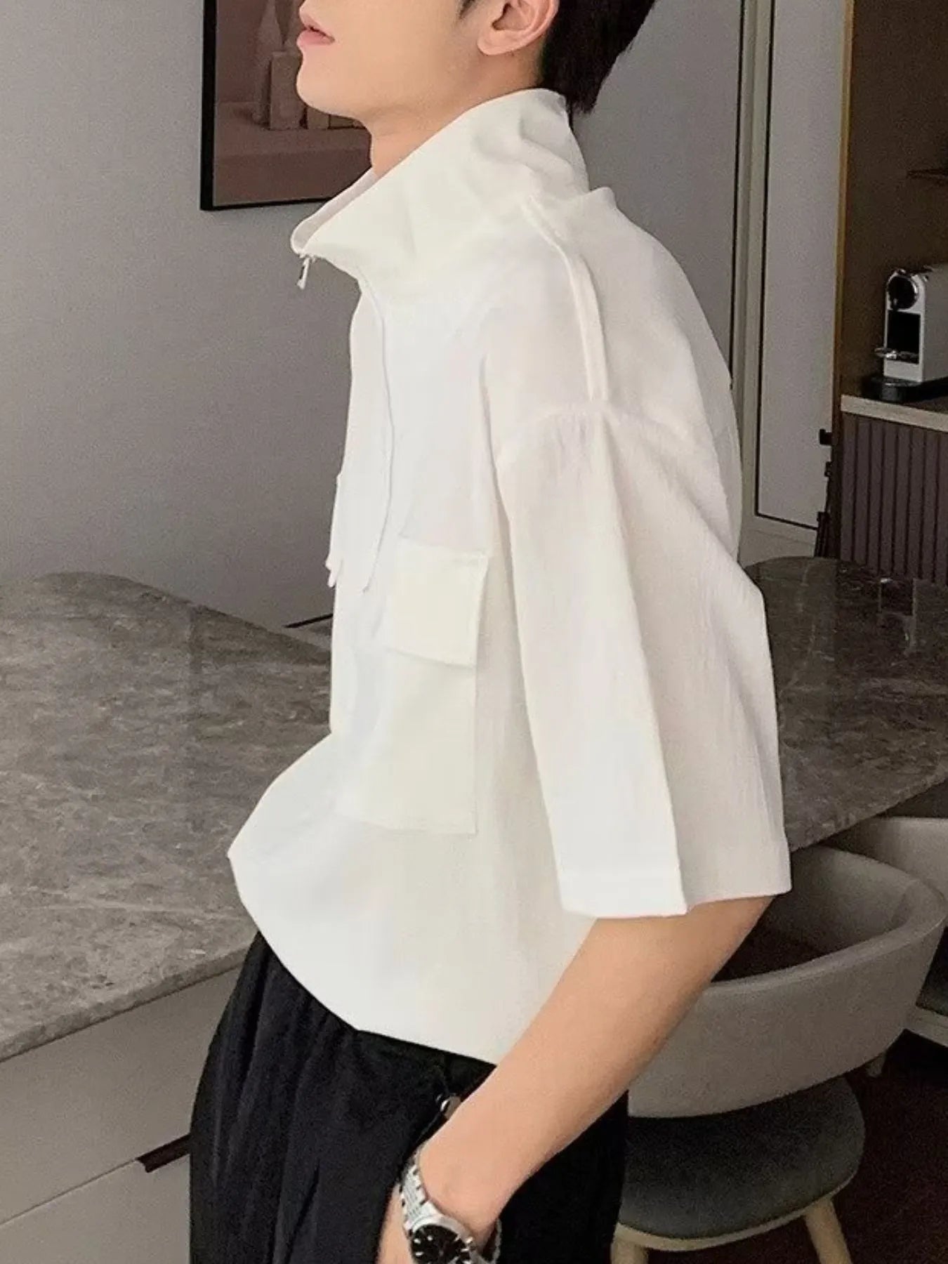 Men's Plus Size Half-Zip Oversized Polo Shirt Trendsi