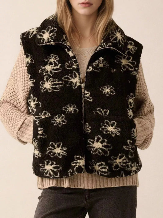 Zip Up Vest Coat with Pockets nicholesgifts