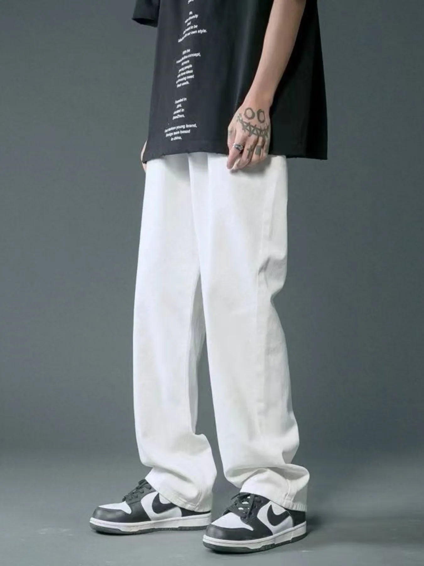 Men's Full Size Wide Leg Wash Relaxed Fit Jeans Plus Size