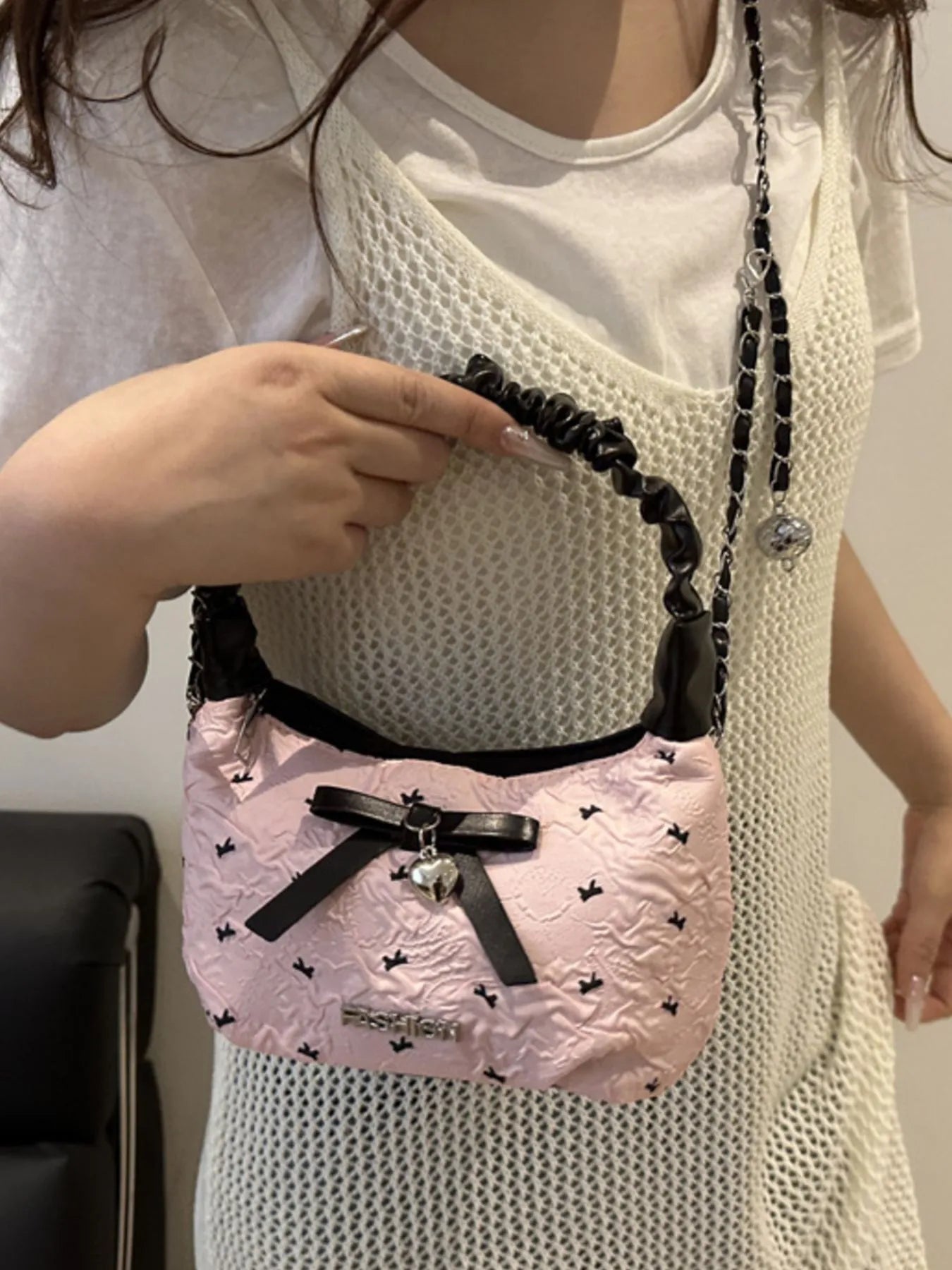 Bow Ruched Strap Crossbody Bag Trendsi