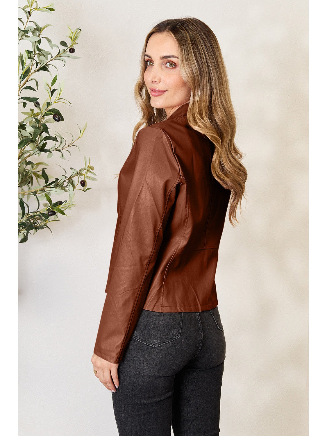 NicholesGifts Women Mock Neck Zip Up Jacket NicholesGifts